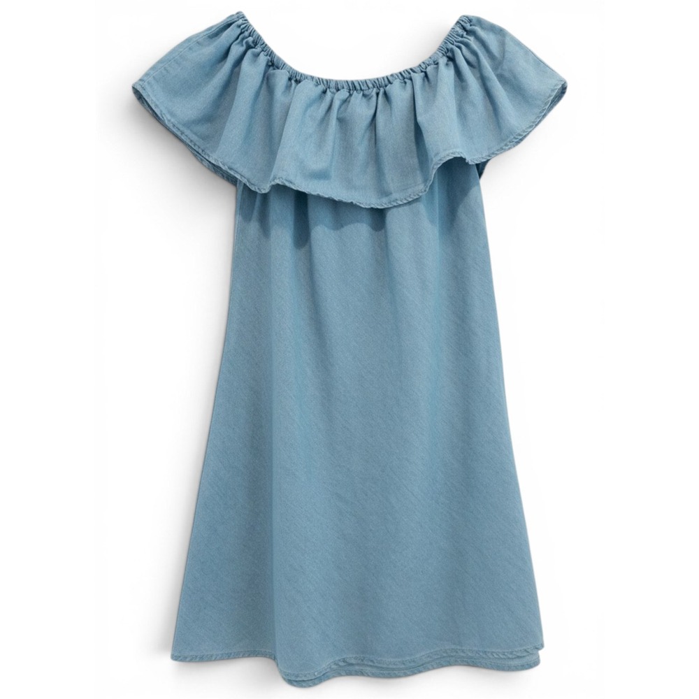 Charlotte Russe Chambray Dress Womens M Blue Off Shoulder Boho Cowgirl
